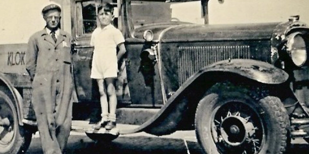 De in 1946 gekochte Studebaker die een (ongeremde!) aanhangwagen trok.